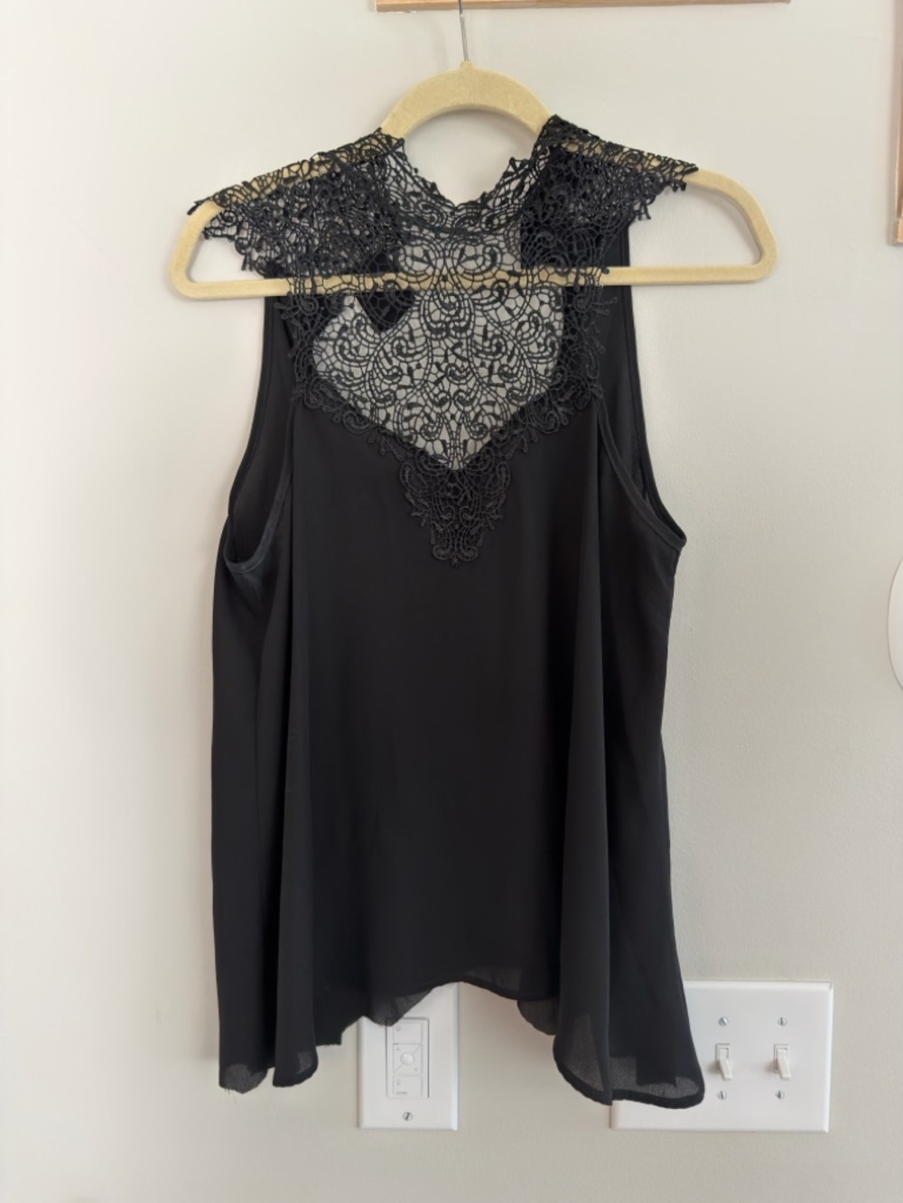 Elegant Black Lace-Back Sleeveless Top